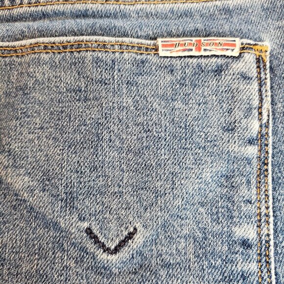 HUDSON SZ 27 Riley Relaxed Cropped Straight Exposed Zipper Stretch Jeans - Picture 12 of 15